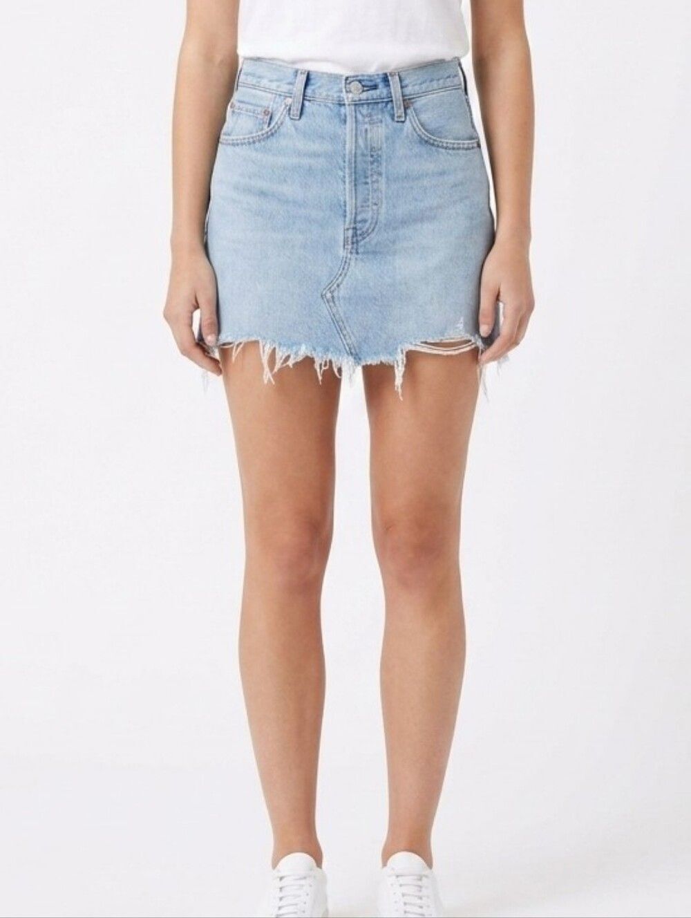 AGOLDE Riley High Rise Denim Mini Skirt Light Wash Size 27